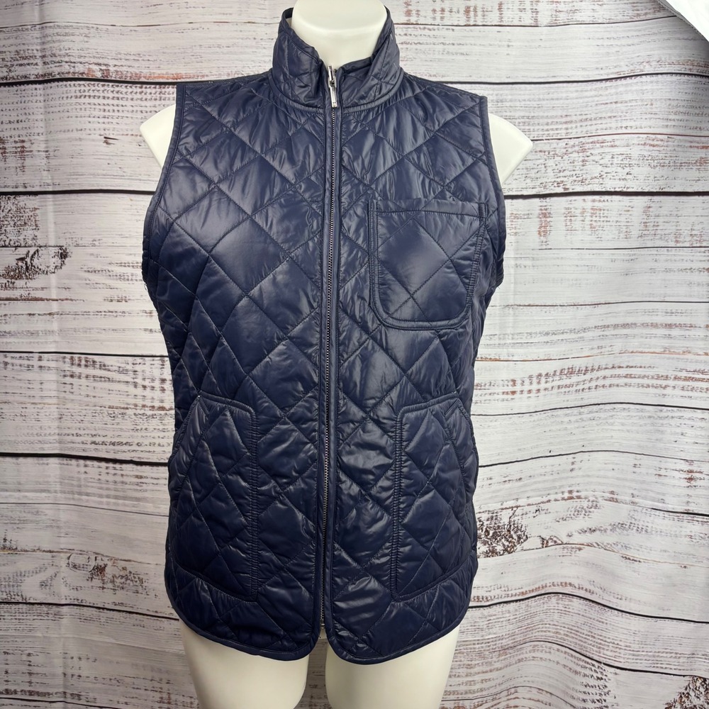 Lauren By Ralph‎ Lauren Women's M Reversible Quilted puffer Vest Blue White READ
